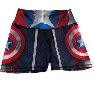 BOOTY LEGGINGS CAPTAIN AMERICA SZ S MADE IN COLOMBIA BUTT LIFT TUMMY CONTROL